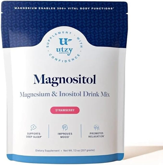 Magnositol | Magnesium Glycinate & Inositol Drink Mix | Supports Sleep, Relaxation, Balanced Energy | Strawberry Flavor | 30 Servings