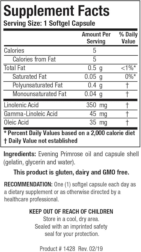 Biotics Research Evening Primrose Oil Potent Gamma Linolenic Acid GLA Source, Linoleic Acid, Healthy and Balanced Body Response, Cardiovascular, Neurological, Skin, Women’s Health. 100 Softgels