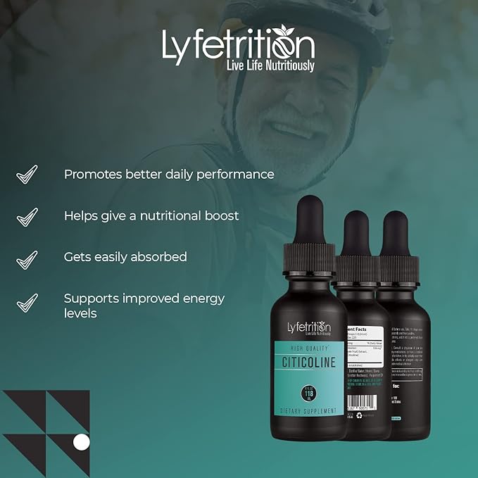 Citicoline Liquid Drops 536 mg, 4 Oz Liquid, 220 Servings, Made in USA, Quick Absorption, Quality Potent Ingredients, Non-GMO, GMP Certified, Cruelty-Free Products