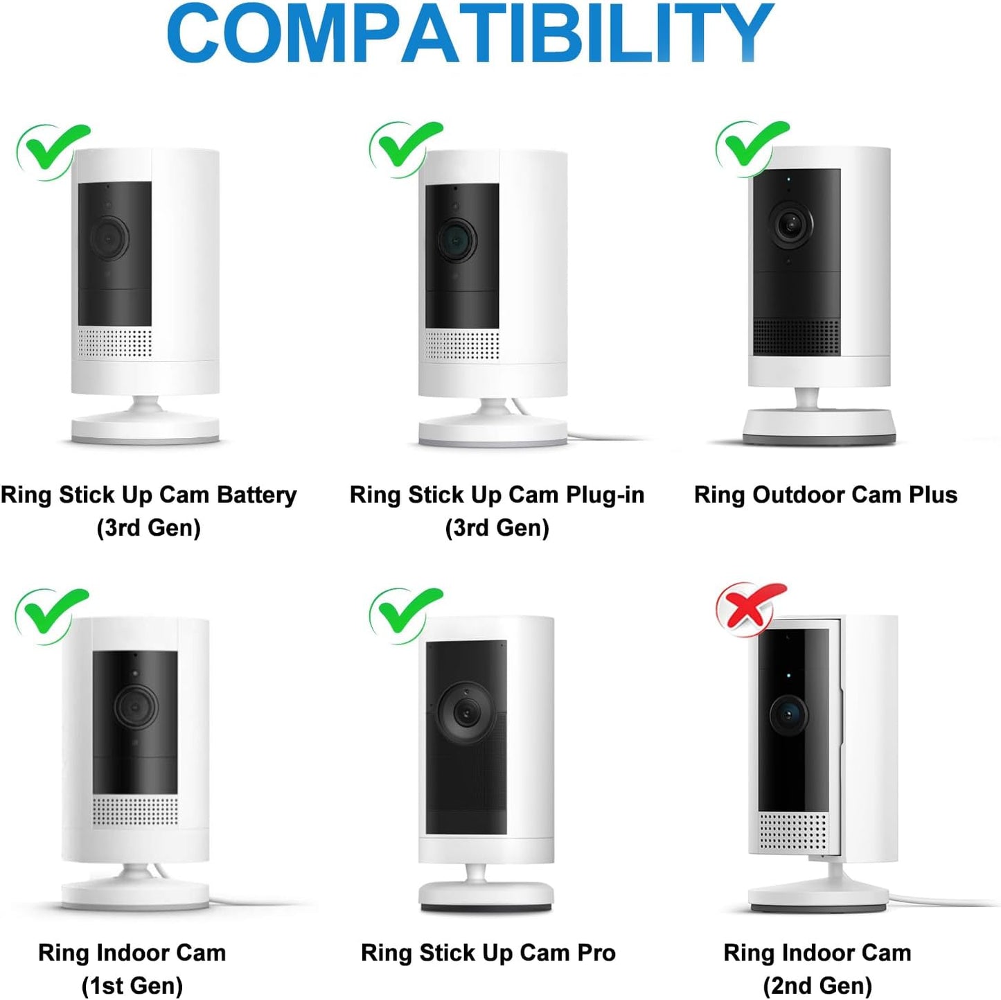 ALERTCAM 2Pack Adjustable Security Wall Mount Bracket for Stick Up Cam & Outdoor Cam Plus, Perfect View Angle for Your Surveillance Camera System - Black