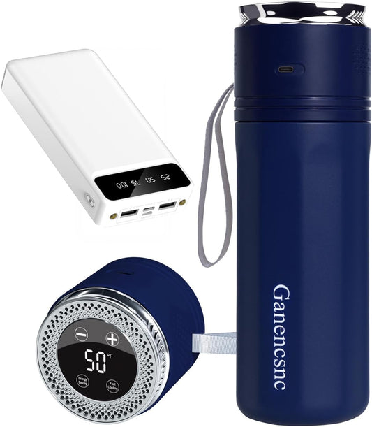 Electric Insulin Cooler Travel Case TSA Approved，USB Type-C Smart Cooling, 20000mAh Power Bank ，Large Capacity Medication Cooler，Medical Cooler for Travel （Blue,inclued 20000mAh Power Bank ）