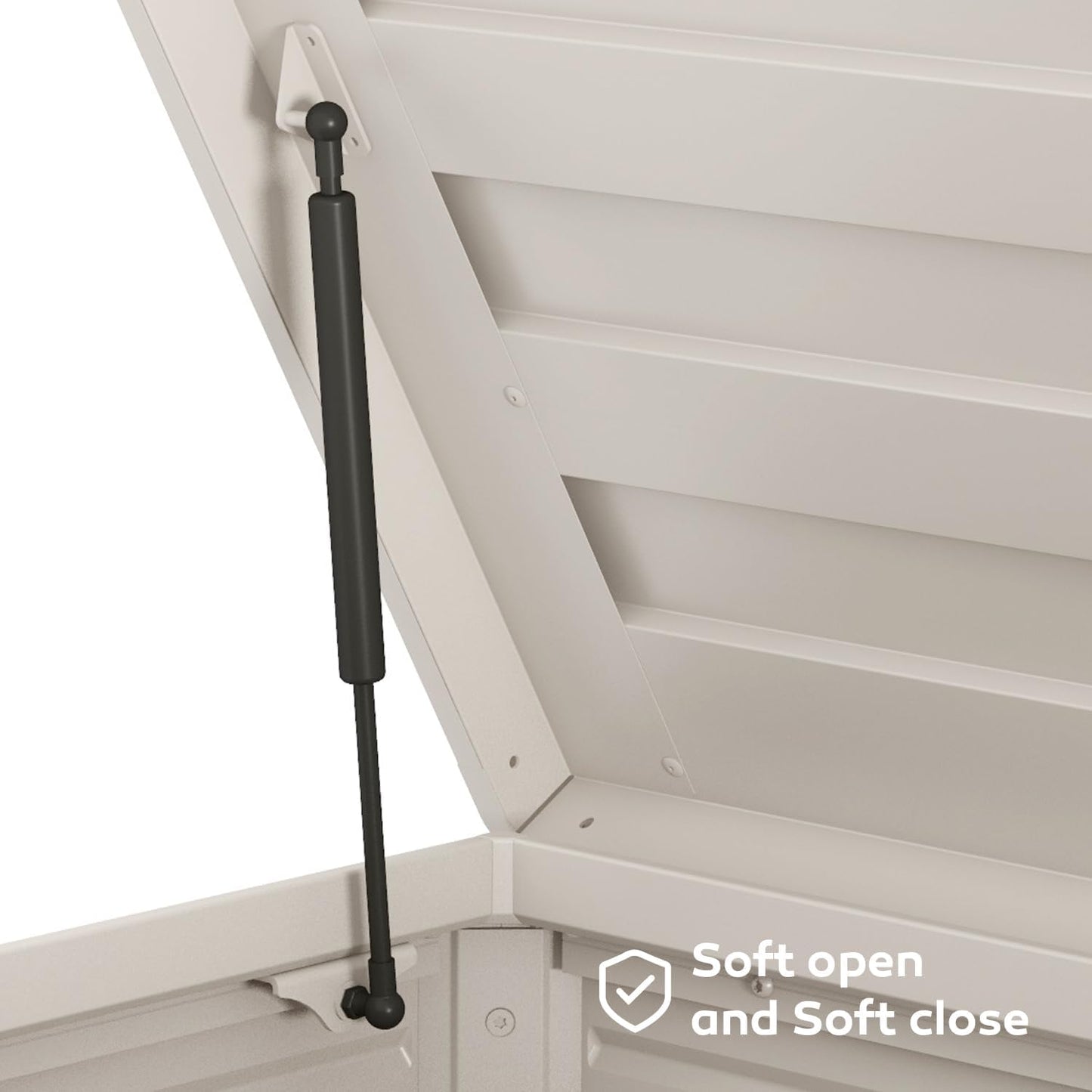 MIRADOR 281 Gallon Large Outdoor Metal Deck Box with Wheels, Storage Box with Lid for Patio Furniture, Garden Tools, Outdoor Cushion, Latte