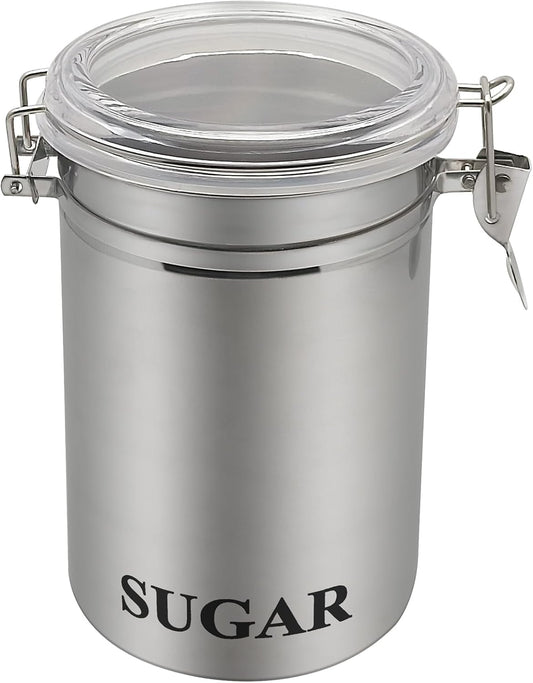 Fox Run Stainless Steel Sugar Container, 62 oz Canister with Airtight and Transparent Lid