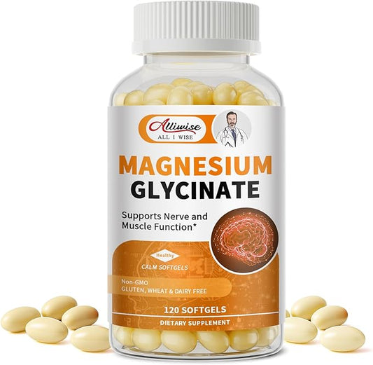 Magnesium Glycinate 400mg Softgels with Vitamin D3 & B6,Small Easy to Swallow Gel Caps,High Absorption, Gentle on Stomach,Supports Sleep, Muscle & Calm,Bone Health,120 Softgels