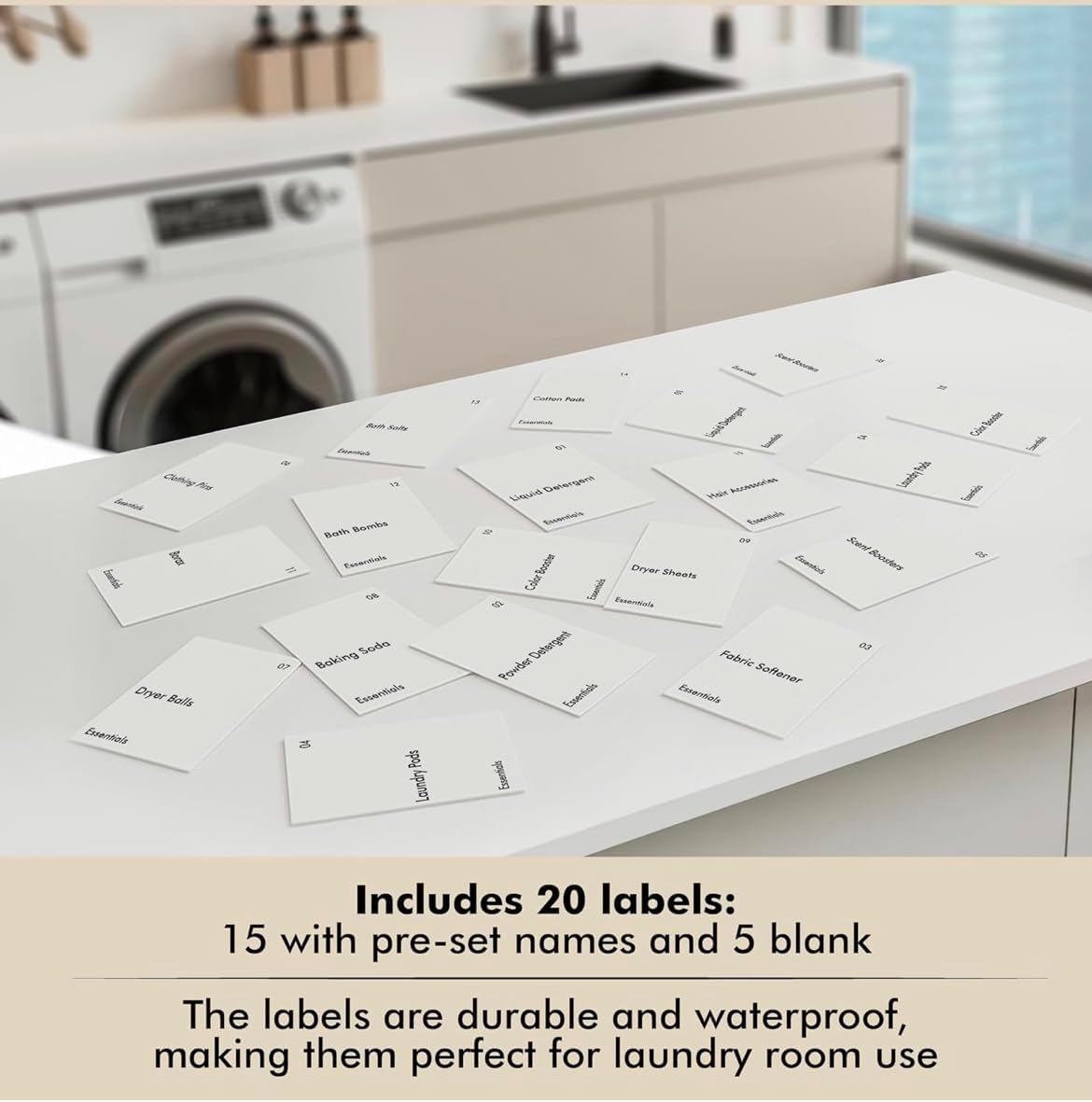 IVIZA Glass Laundry Detergent Dispenser & Storage Set – Liquid Detergent Pump, Fabric Softener Dispenser, Laundry Powder Jar & Dryer Sheet Holder – Complete Laundry Organization Set