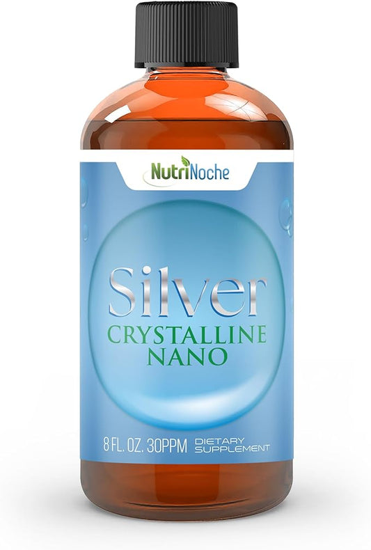 NutriNoche Colloidal Silver Liquid - Premium Silver for Immune Support - Organic Plata Coloidal para Tomar - 99.99% Ultra Pure Nano Particles for Optimal Absorption - 30 ppm 8 oz