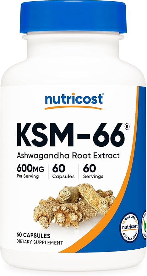 Nutricost KSM-66 Ashwagandha Root Extract 600mg, 60 Veggie Caps - 5% Withanolides - with BioPerine - Full-Spectrum Root Extract
