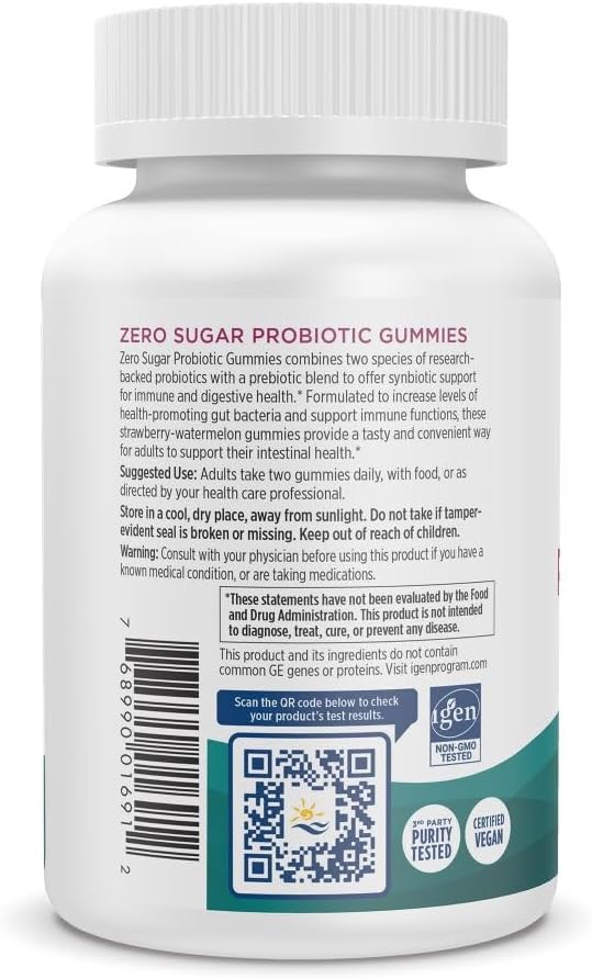 Nordic Naturals Zero Sugar Probiotic Gummies - Strawberry Watermelon Flavor - 40 Gummies - Supports Digestive Wellness & Immune Health - Non-GMO - Third Party Tested - Vegan - 20 Servings