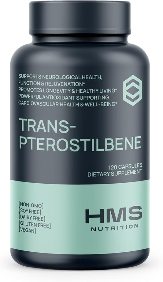 Potent Trans-Pterostilbene - 200mg, 120 Vegan Capsules - Antioxidant Supplement - Gluten, Soy & Dairy Free