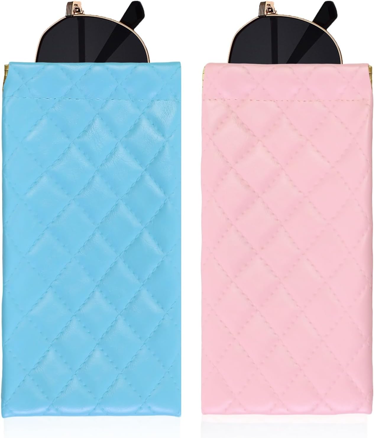 Double Eyeglass Case Soft Dual Glasses Case for Women Men Travel Squeeze Top Sunglasses Cases Eyeglasses Pouch