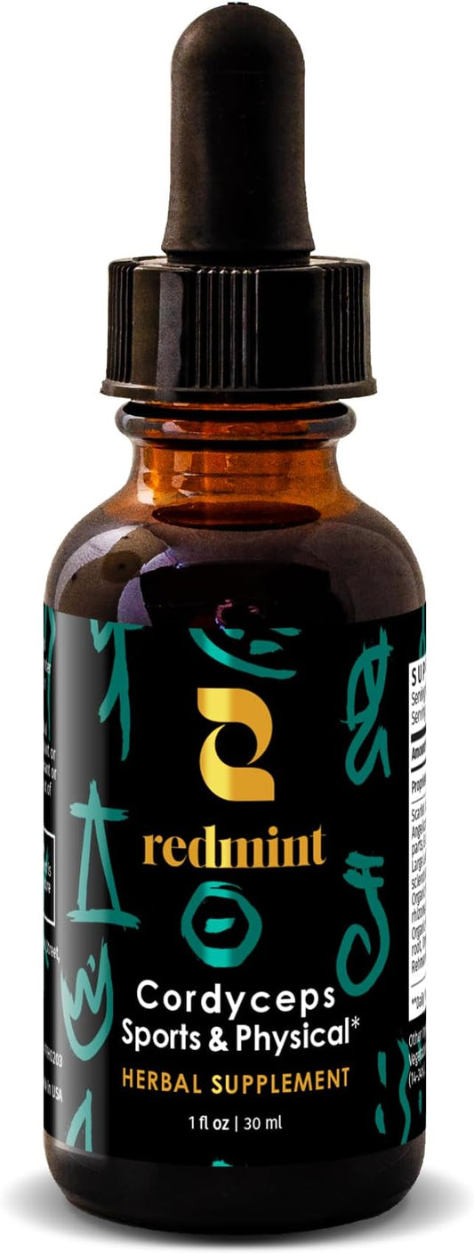 Redmint Cordyceps Mushroom Herbal Tincture -Sports & Physical | Rooted in Ancient TCM Wisdom | Organic Energy & Stamina Support Mushroom Blend Supplement | Natural Endurance & Immune Support | 1 Fl oz