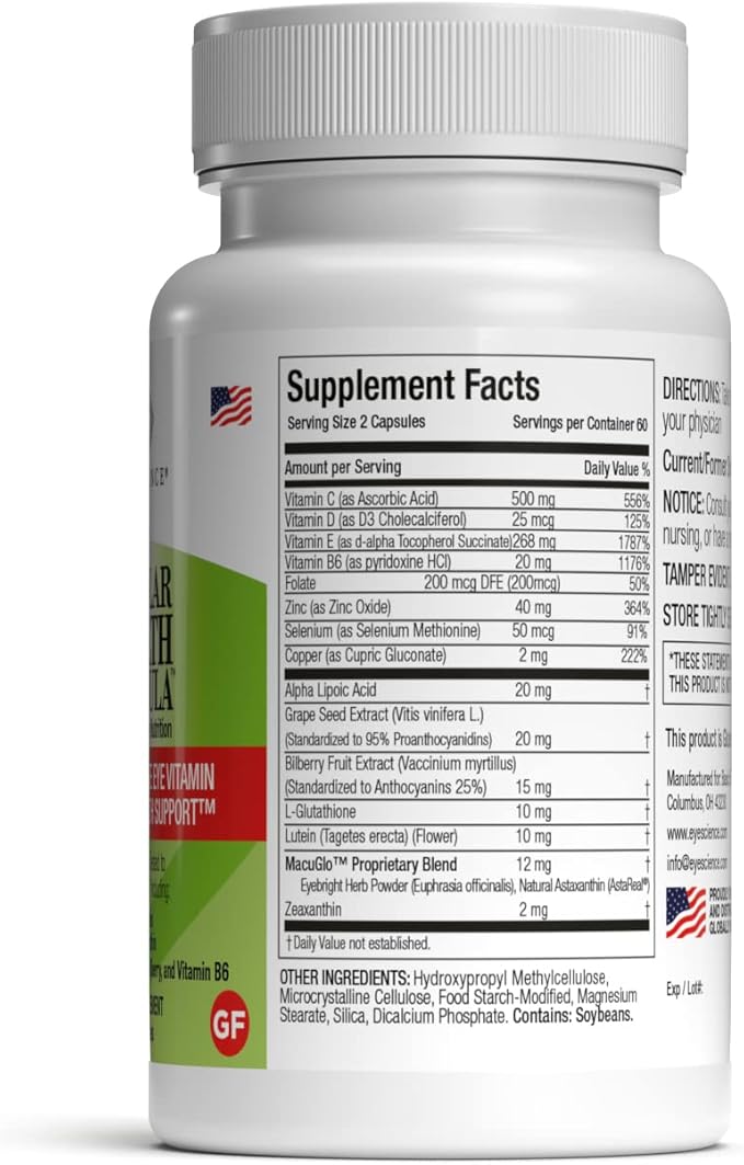 – Macular Health Formula – 120 Capsules – Complete Nutritional Supplement for Eye Health - Contains Lutein, Zeaxanthin, Vitamin C, D, E & B6-2-Pack