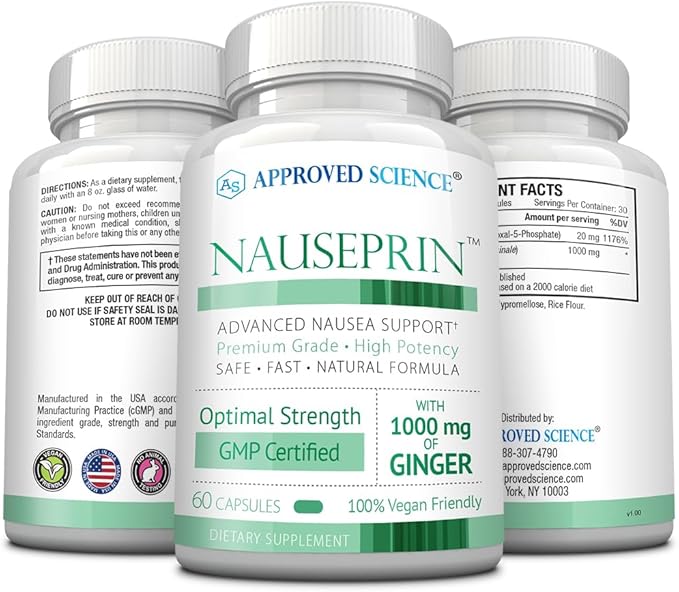 Approved Science Nauseprin - Ginger, Bioactive Vitamin B6-60 Capsules - Vegan