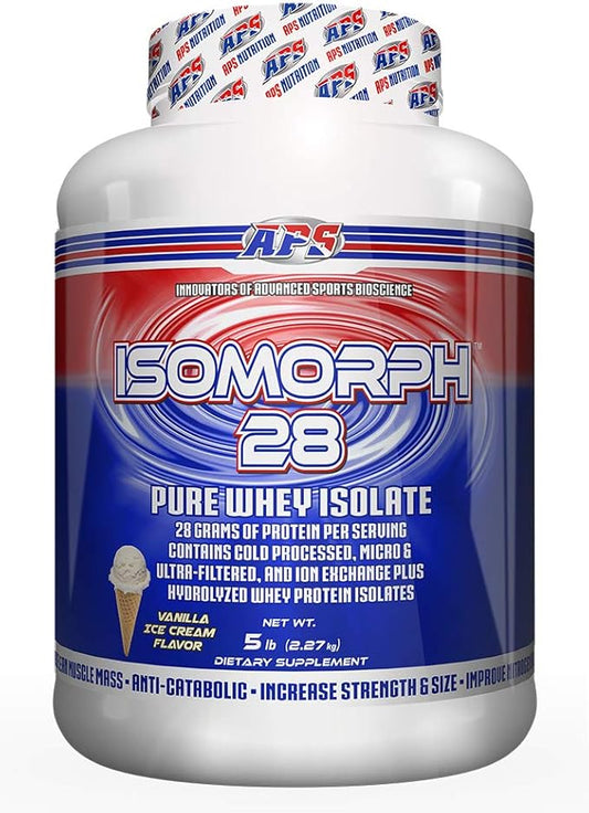 APS Nutrition Isomorph 28 Protein Powder | Pure Whey Isolate | Cold Pressed, Ultra- Filtered, & Ion Exchange Isolates | 28g Protein | 5 Pound (Vanilla Ice Cream)