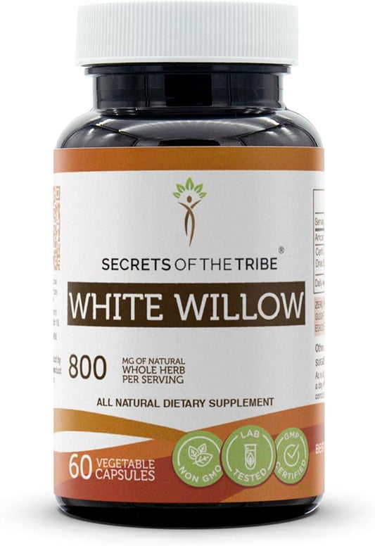 Secrets of the Tribe White Willow Capsules 800 mg White Willow (Salix Alba) Dried Bark (60 Capsules)