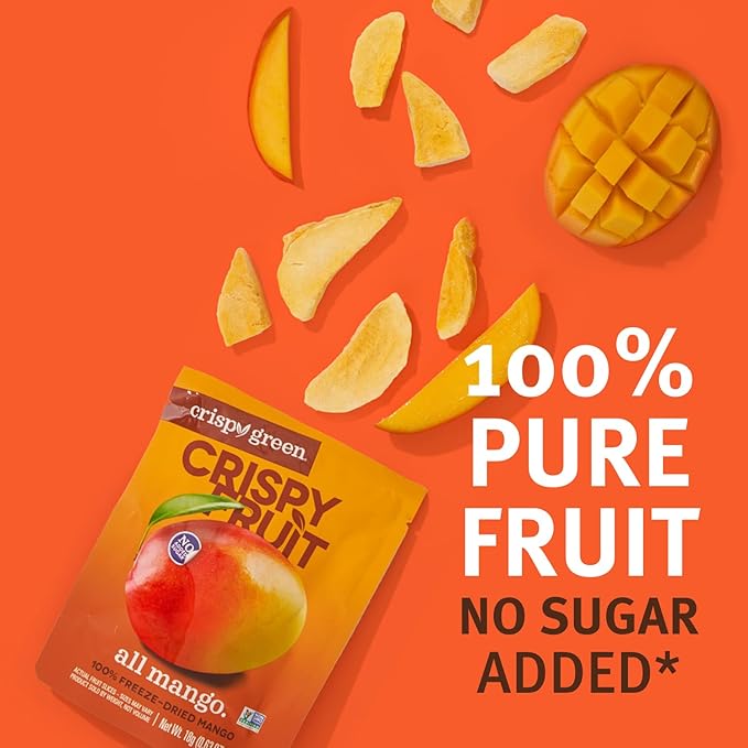 Crispy Green Natural Freeze-Dried Fruit, Mango Single-Serve, No Sugar Added, 0.63 Ounce (Pack of 12)