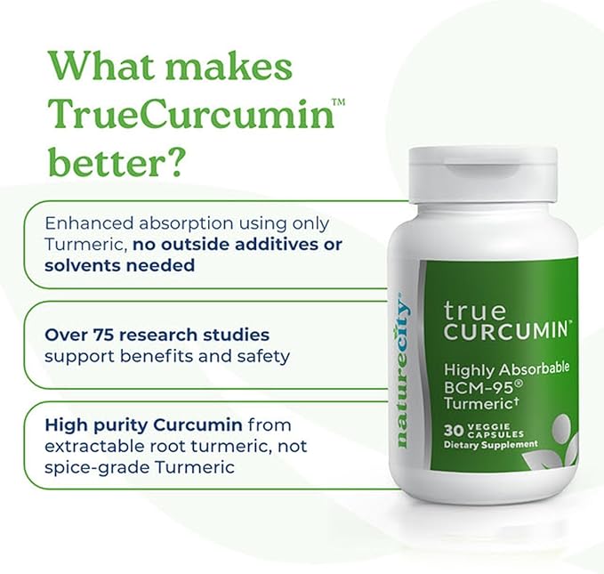NatureCity True-Curcumin Turmeric Supplement | Non-GMO Tumeric and Curcumin 500mg Curcuma Capsules Vitamin Supplements | Up to 700% Increase in Absorption (90 Day Supply) | Supports Joints