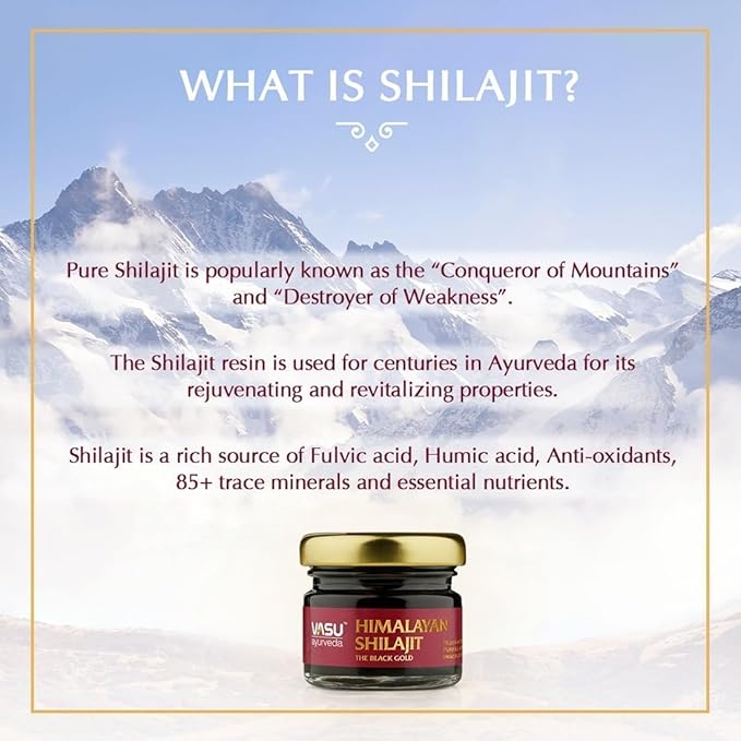 VASU Ayurveda Himalayan Shilajit Resin 400mg – Lab Tested Natural Energy Booster with Fulvic Acid & 85+ Trace Minerals – Pure Shilajit for Men & Women – 50 Days Supply for Strength & Stamina (1-Pack)