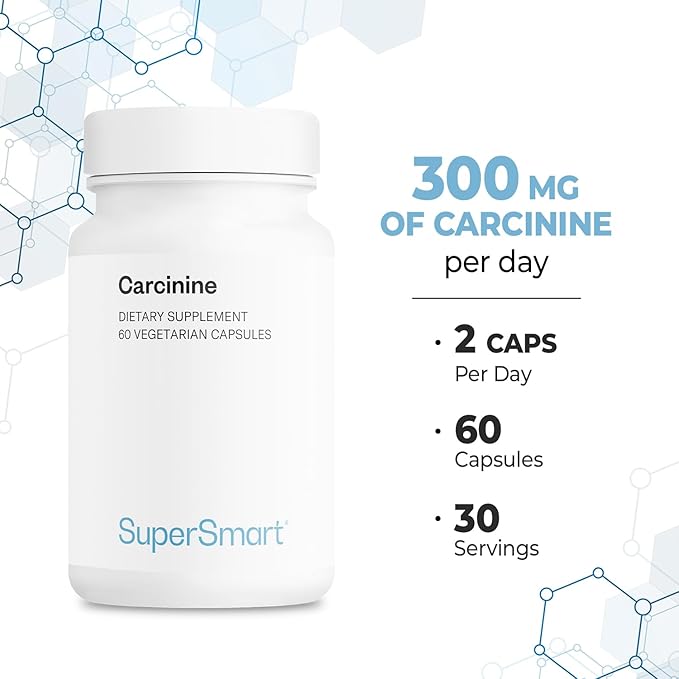 Supersmart - Carcinine 300mg per Day (Patented) - Stable L-Carnosine Supplement | Non-GMO & Gluten Free - 60 Vegetarian Capsules