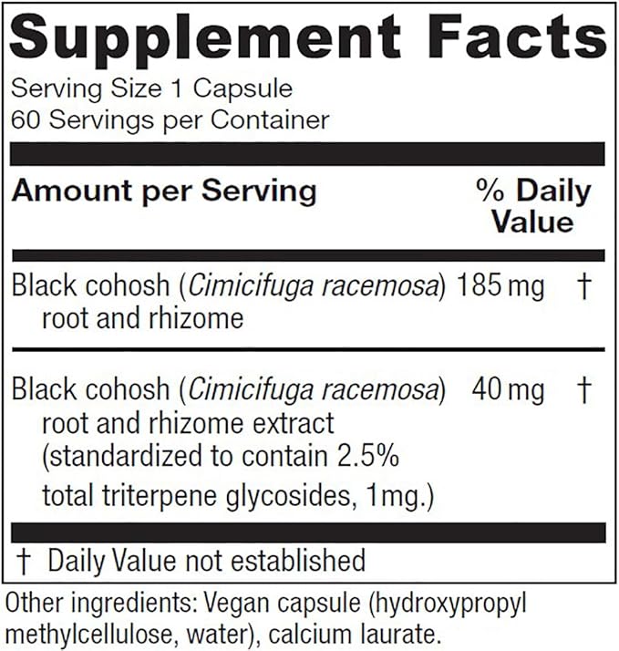 Vitanica Black Cohosh, Cimicifuga Extract Plus, Vegan, 60 Capsules