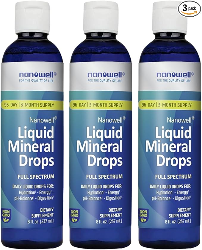 Liquid Mineral Drops - Trace Mineral Supplement | Full Spectrum Minerals | Ionic Liquid Magnesium, Chloride, Potassium | Low Sodium | Energy, Electrolytes | 288 Day Supply, 8 fl oz (Pack of 3)