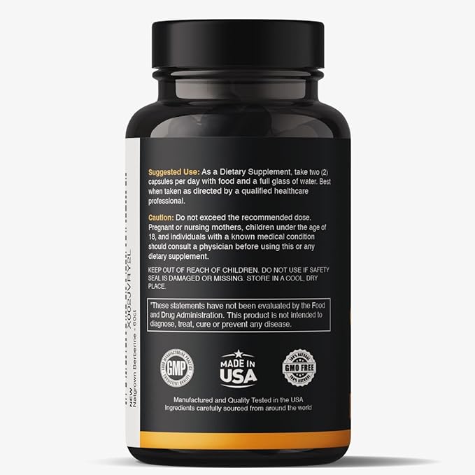 Natgrown Berberine Supplement - Berberine HCl 1200 mg Per Serving - Vegan, Gluten Free, Non-GMO - 60 Capsules