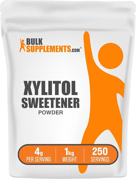 BulkSupplements.com Xylitol Powder - Xylitol Sweetener, Sugar Substitute For Baking & Cooking - Low Calorie & Gluten Free, 4g per Servings, 1kg (2.2 lbs) (Pack of 1)
