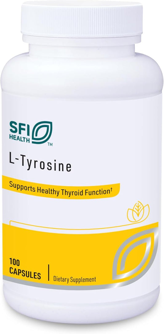 Klaire Labs SFI Health L-Tyrosine - 500 Milligrams Hypoallergenic & Free Form Amino Acid Dopamine Precursor, Supports Healthy Stress Response (100 Capsules)