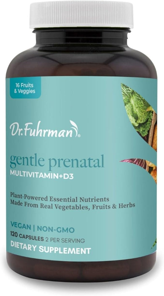 Dr Fuhrman Prenatal Vitamins For Women | Doctor-Formulated Prenatal Vitamins | Natural Folate, B12, Choline & Iodine for Pregnancy Support, Brain & Immune Health | No Synthetic Folic Acid | 120 Cap