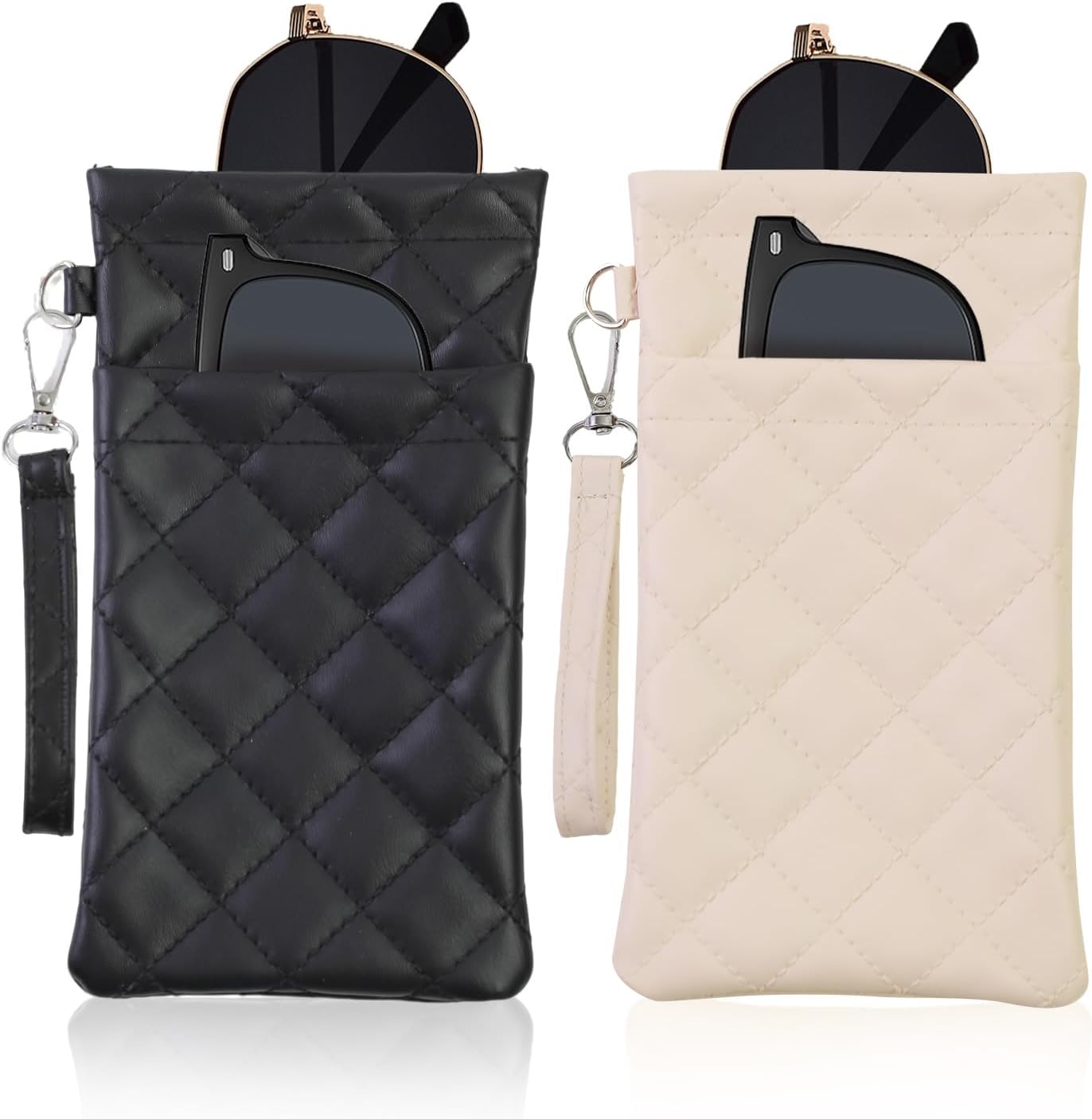 Double Eyeglass Case Soft Dual Glasses Case for Women Men Travel Squeeze Top Sunglasses Cases Eyeglasses Pouch