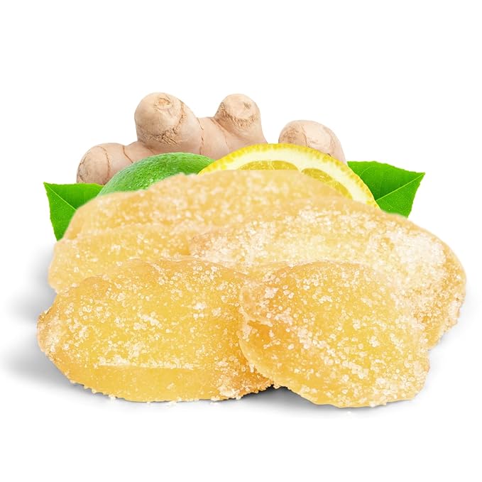 Crystallized Ginger Slices by It's Delish, 1 Lb (16 Oz Bag) Candied Dried Ginger Fruit Chews Natural Candy, Ginger Root with Sugar Crystals, Unsulphured, No Color Added - Healthy Snack, Vegan, Kosher
