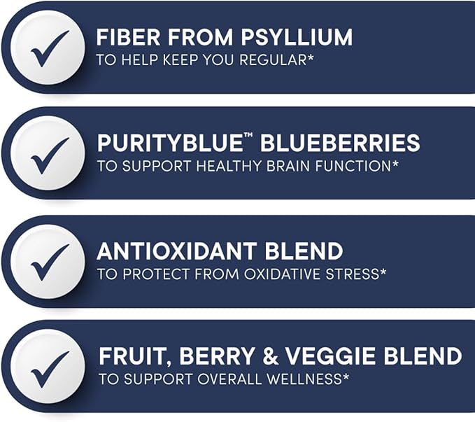 Advanced Blueberry Detox Daily Fiber Formula by Purity Products - Featuring PurityBlue Organic Wild Blueberries - A Full 6 Grams of Detoxifying, Regularity Promoting Prebiotic Fiber - 30 Servings