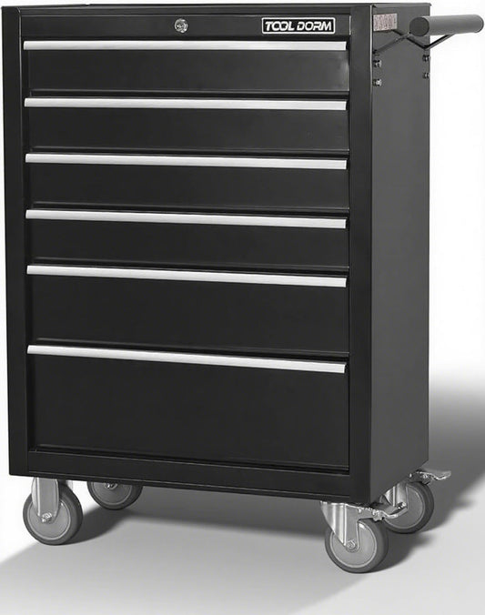 6-Drawer Rolling Tool Chest with Locking Wheels & Drawers, 13" D x 24.2" W x 36.6" H Mobile Tool Storage Cabinet, Heavy-Duty Garage Organizer with Ergonomic Handle