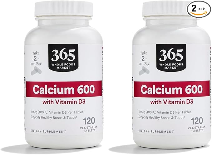 365 by Whole Foods Market Calcium with Vitamin D3 Tablets, 120 Count (Pack of 2)
