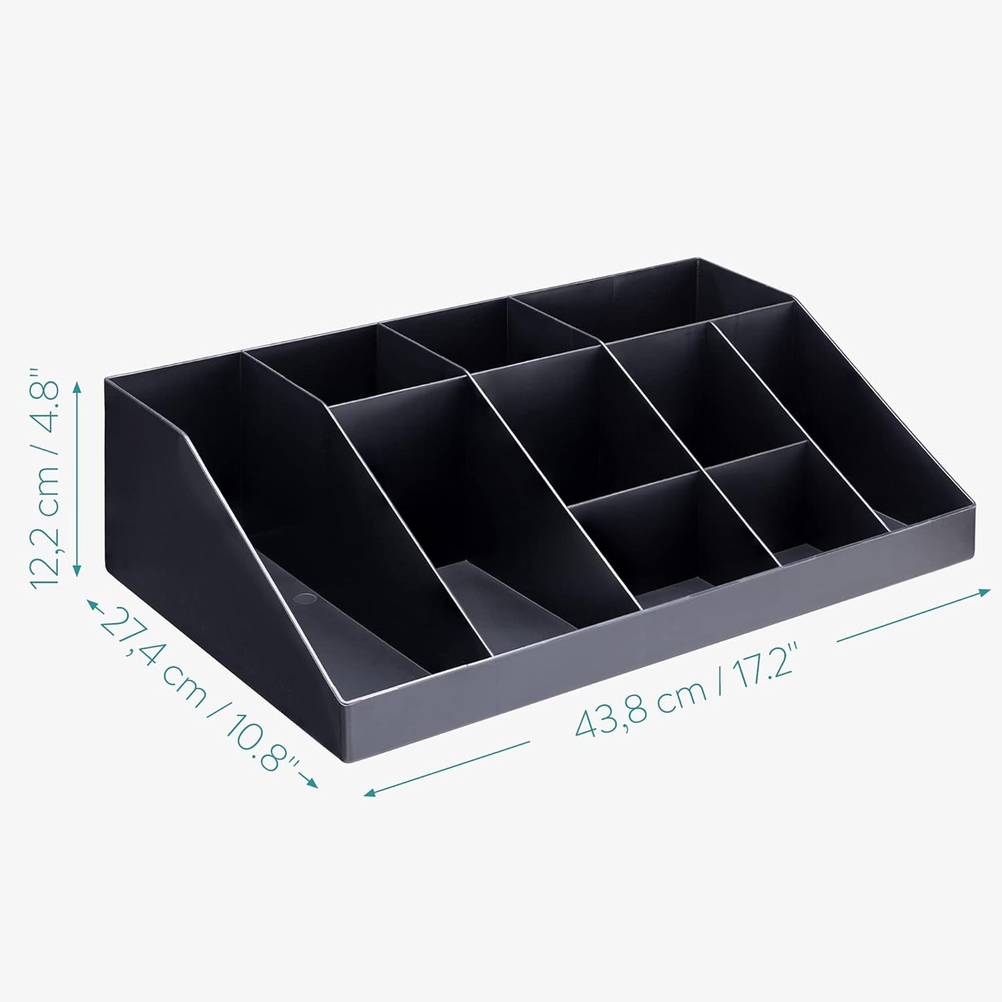 Navaris Coffee Station Organiser - 10 Compartment Coffee Bar Organiser for Office & Kitchen - Black