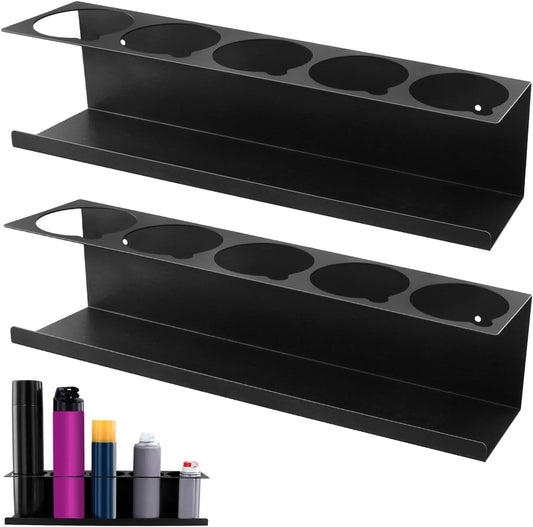 QWORK Spray Can Holder Organizer, Wall Mount Aerosol Rack for Garage & Workspace Storage, Pack of 2, Holds 10 Cans