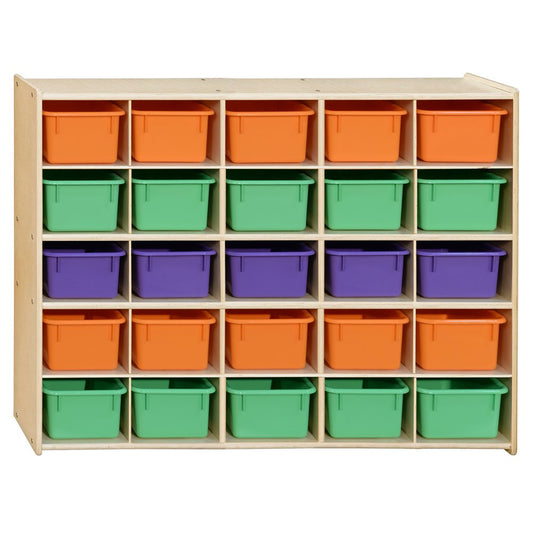 Contender 25 Tray Storage with Assorted Pastel Trays, Kids Cube Locker Shelving Unit for Home, Office, Kindergarten, Playroom [Greengaurd Gold Certified]