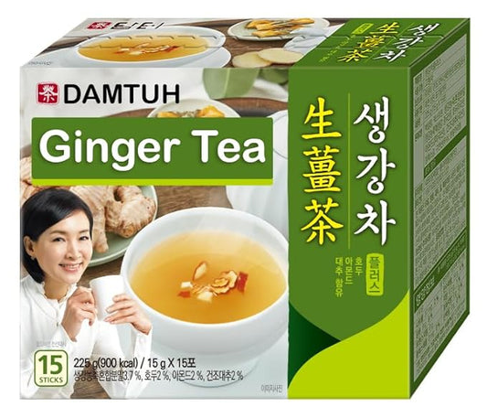 DAMTUH Korean Traditional Ginger Tea Plus - Premium Herbal Tea, 15 Sticks