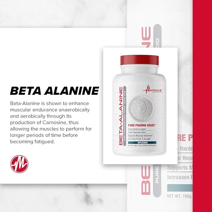 Metabolic Nutrition Beta Alanine, 100 Grams, Powder