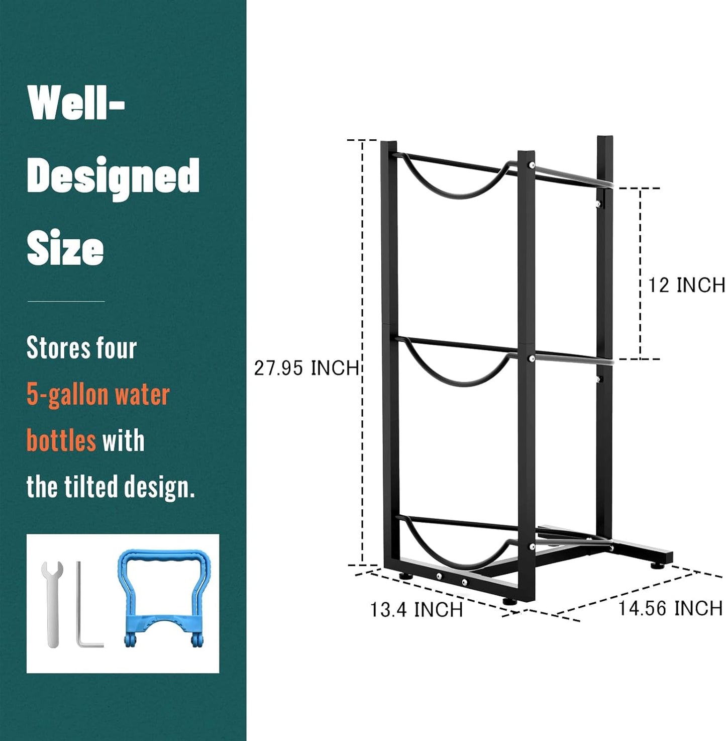 MYLOLF 5 Gallon Water Jug Holder : 3 Tier Water Jug Stand Holder for 5 Gallon Water Dispenser- 5 Gal Water Bottle Storage Rack Organizer for Home Kitchen Garage