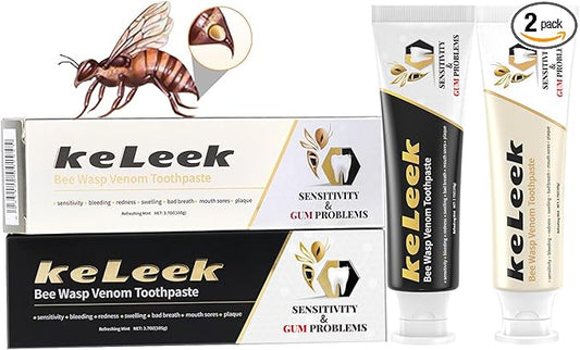 2PCS Bee Wasp Venom Multi-Peptides Toothpaste for Bleeding Gums,Gingivitis Treatment Repair,Sensitive Teeth,Mouth Sores,Plaque - 3.7 OZ(2 Pack)