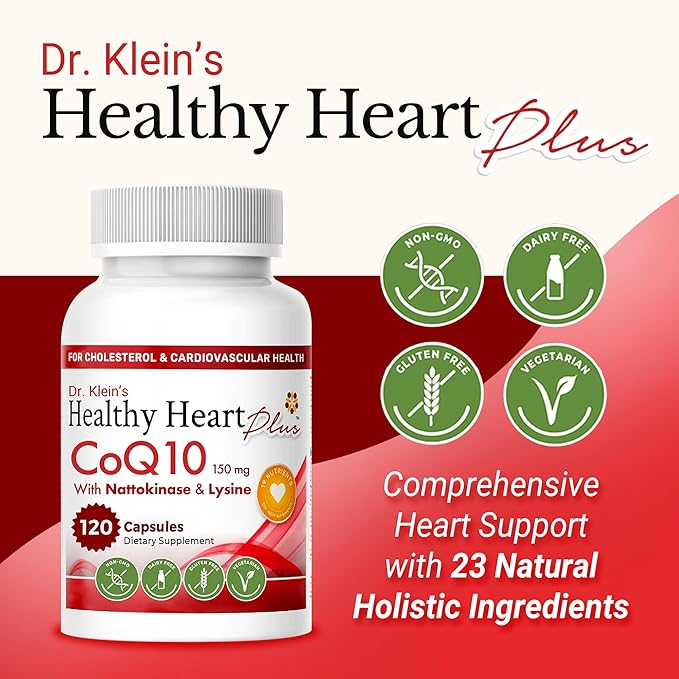 CoQ10 Cardiovascular Supplement 150mg – Coenzyme Q10, Nattokinase, Pomegranate, Garlic & Lysine for Blood Cholesterol, Circulation, Heart Plus CoQ10 Supplement for Men & Women, 120 Capsules by Rhoziva