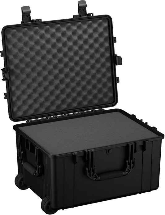 Condition 1 25" Large Rolling Hard Travel Storage Case Model 286 with Wheels and Handle, Waterproof TSA Friendly, Made in USA, 24.58"x19.58"x14.60" Black