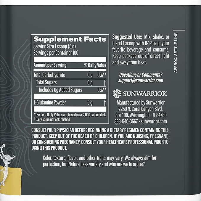 Glutamine Powder L-Glutamine Supplement Support Muscle Recovery Gut Health Support Reduce Soreness Amino Acids Boost Protein Synthesis Accelerates Recovery Post-Workout 100 Servings Unflavored