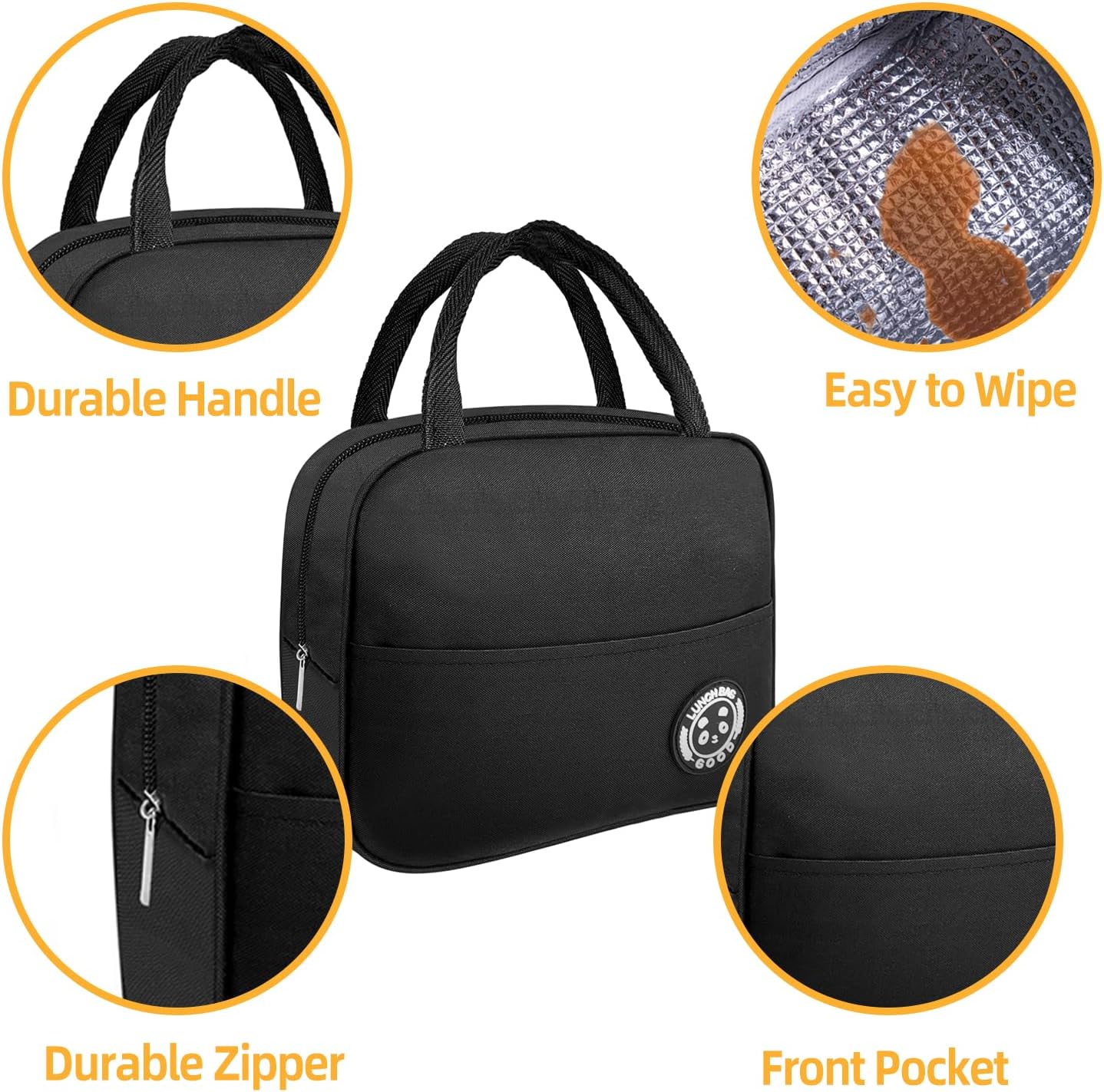 Bento Box with Lunch Bag Microwavable All-in-One Meal Prep Compartment Lunch Containers with Utensils Leak Resistant Lunch Box with Sauce Container 60oz Black