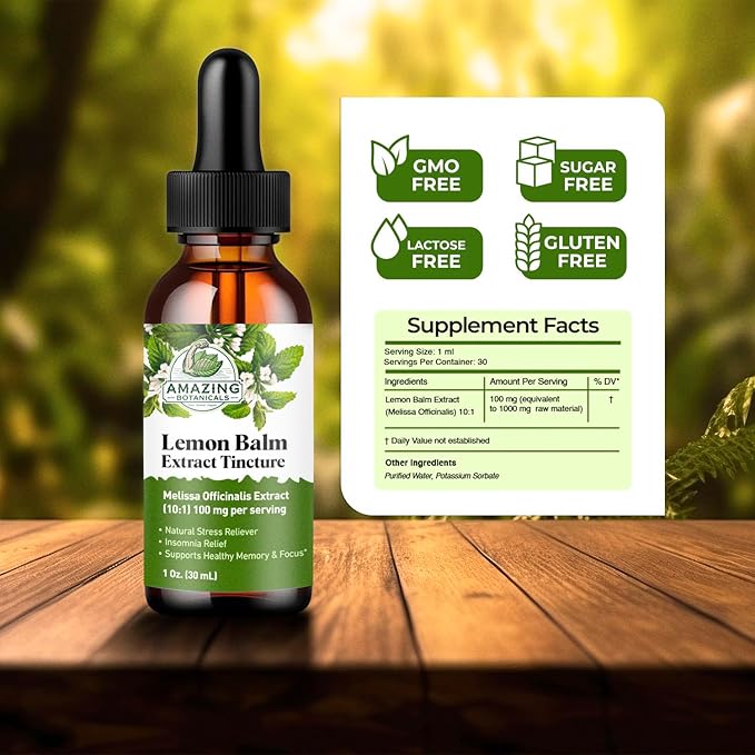 Organic Lemon Balm Leaf Liquid Extract for Immune Support - Lemon Balm Tincture for Mood & Relaxation Support - Organic Extract Tincture Leaf Drops for Adults & Kids Dietary Supplement - 4oz