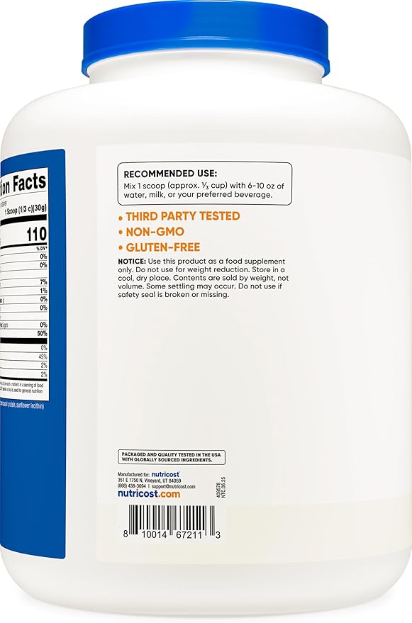 Nutricost Casein Protein Powder 5lb - Micellar Casein, Non-GMO, Gluten Free (Unflavored)