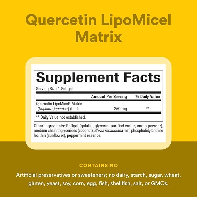 Natural Factors Quercetin LipoMicel Matrix for Superior Absorption, 120 Softgels