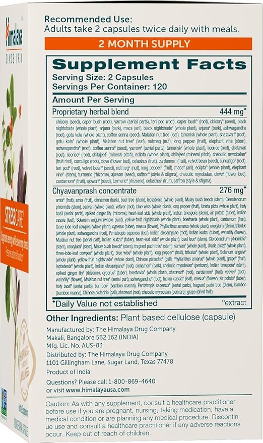 Himalaya StressCare, 60 Day Supply - Herbal Adrenal Support for Calming Relaxation, Stress Relief, Energy Support and Occasional Sleeplessness - Vegan, Non-GMO, Gluten Free, 240 Capsules