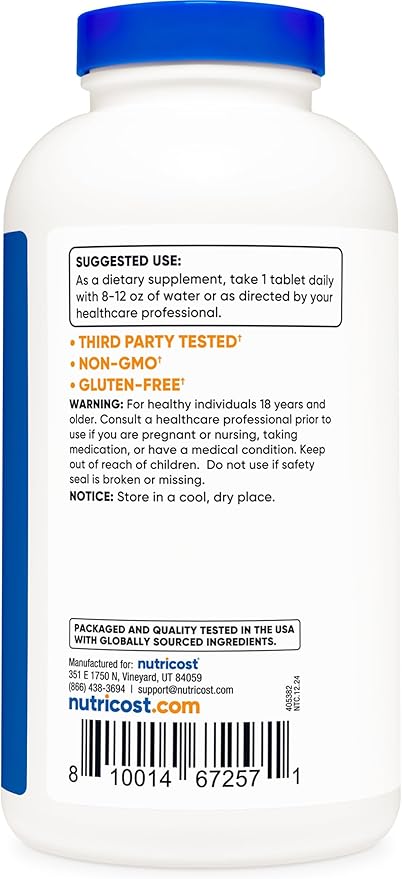 Nutricost L-Lysine 1000mg, 240 Tablets - Gluten Free, Non-GMO, and Vegetarian Friendly